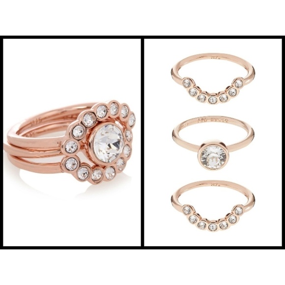 💕TED BAKER💕 Rose Gold Crystal Stacking Ring M/L NWT - Picture 6 of 8